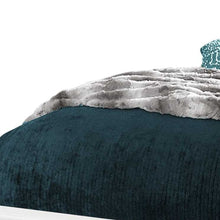 47.25 英寸白色實木中密度纖維板泡沫和亞麻雙人床，帶鍍鉻腿