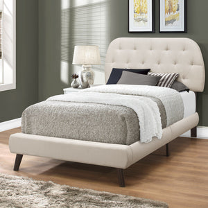 Tufted White Standard Bed Upholstered With Headboard
