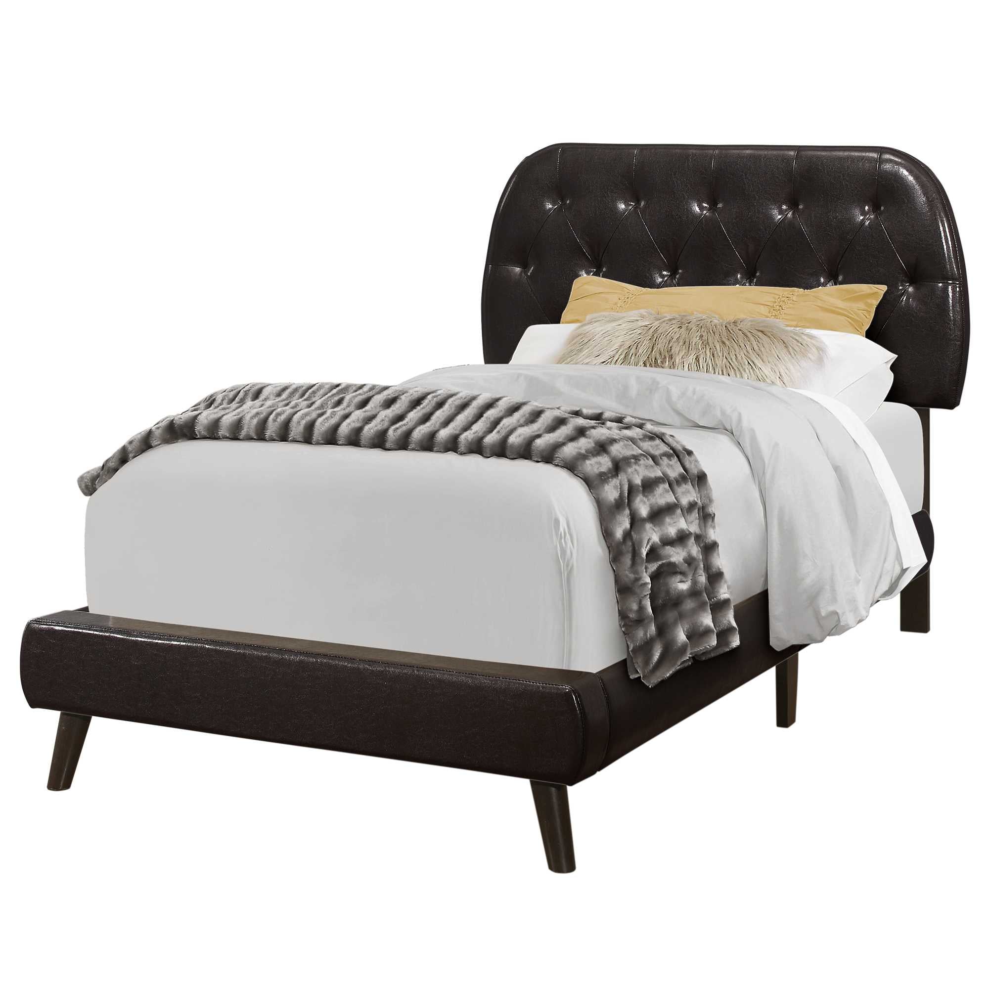 Tufted White Standard Bed Upholstered With Headboard