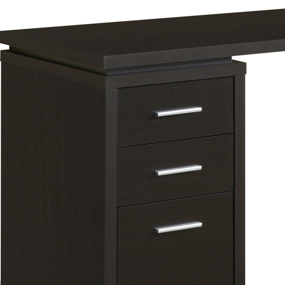 47" Brown L-Shape Computer Desk With Three Drawers