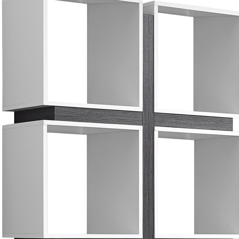 12" X 33.5" X 71.25" White Grey Particle Board Hollow Core  Bookcase With A Hollow Core