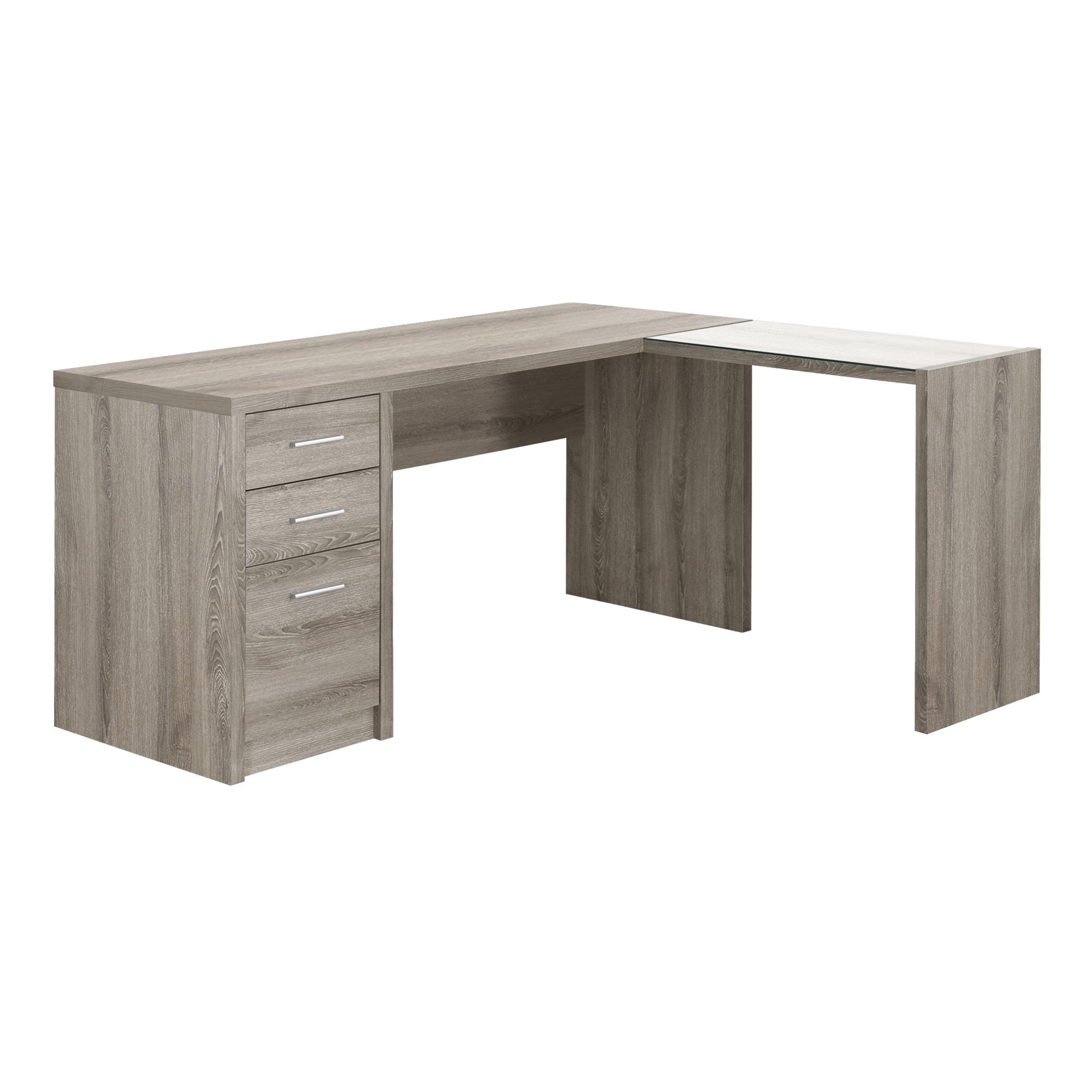 55" White L-Shape Computer Desk With Three Drawers