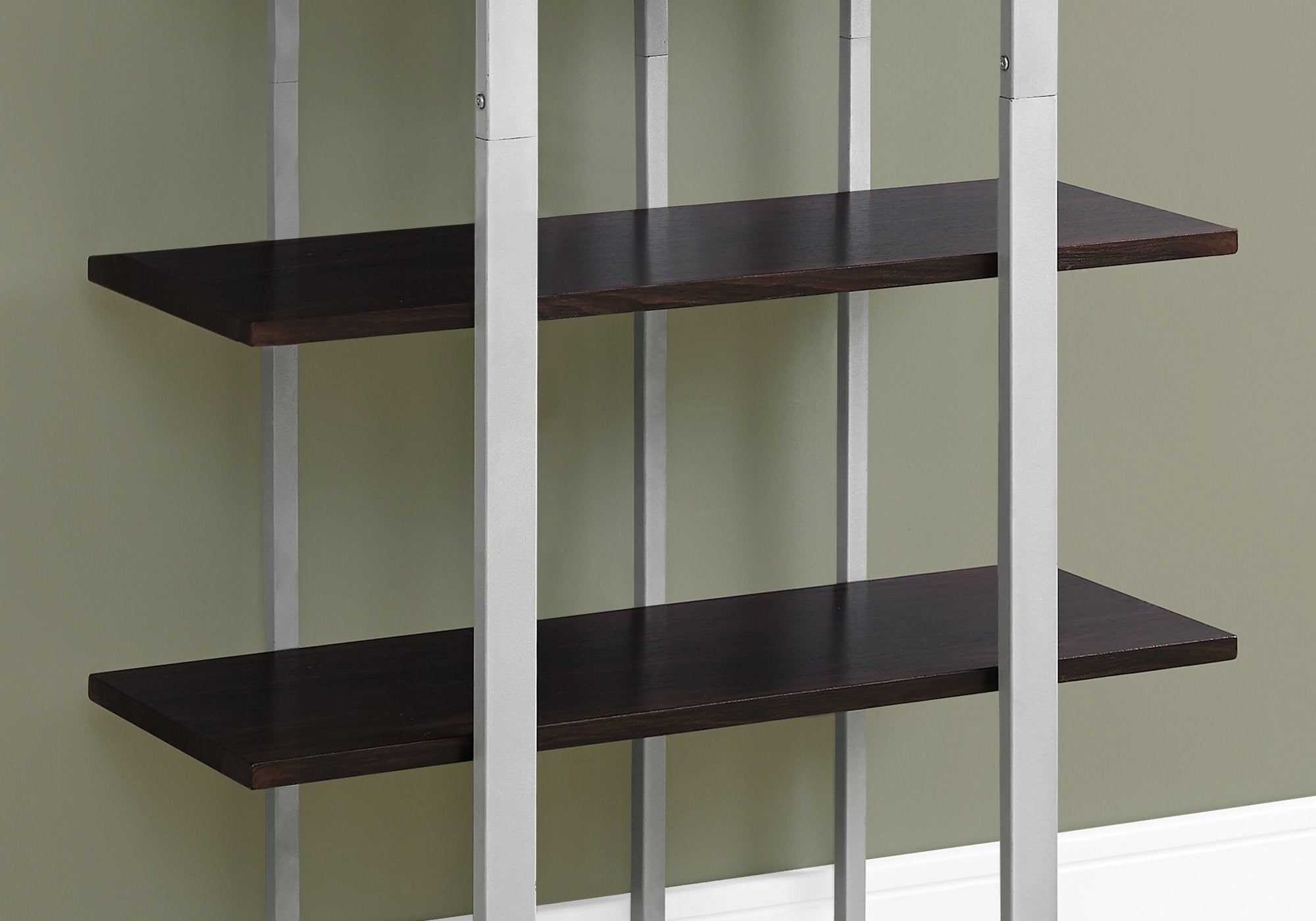 13.25" X 32" X 60" Black Silver Mdf Metal  Bookshelf