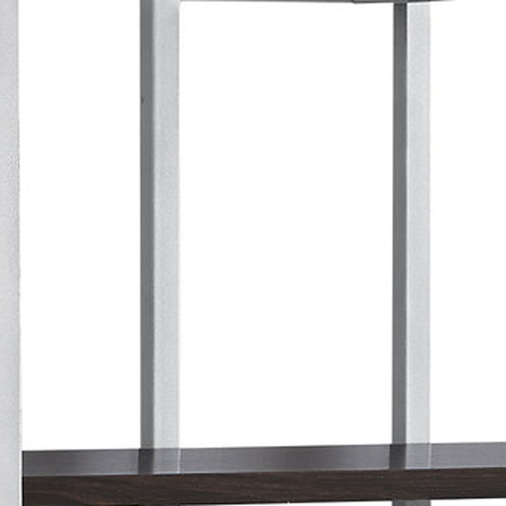 13.25" X 32" X 60" Black Silver Mdf Metal  Bookshelf