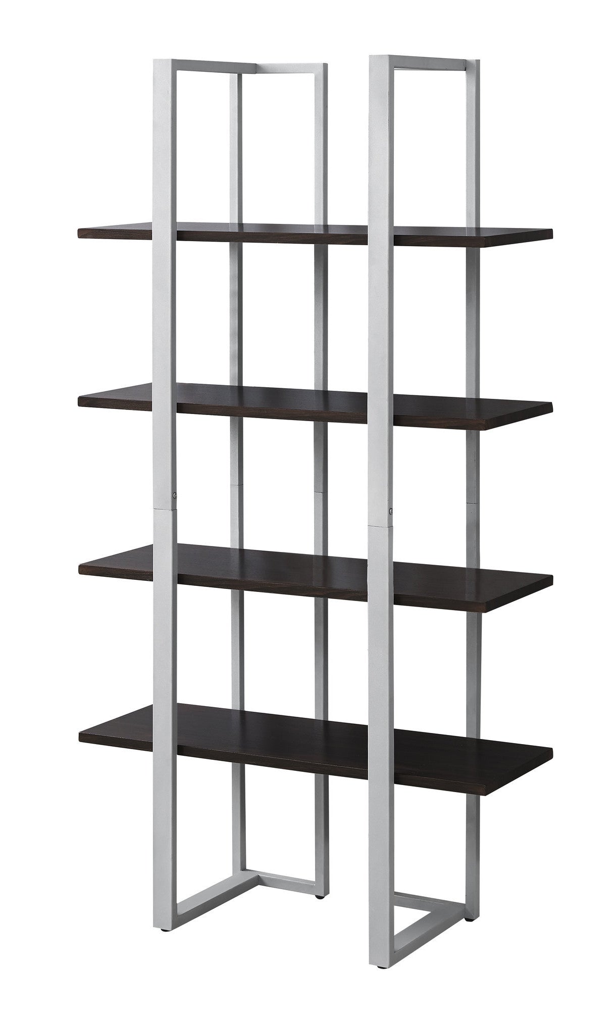 13.25" X 32" X 60" Black Silver Mdf Metal  Bookshelf