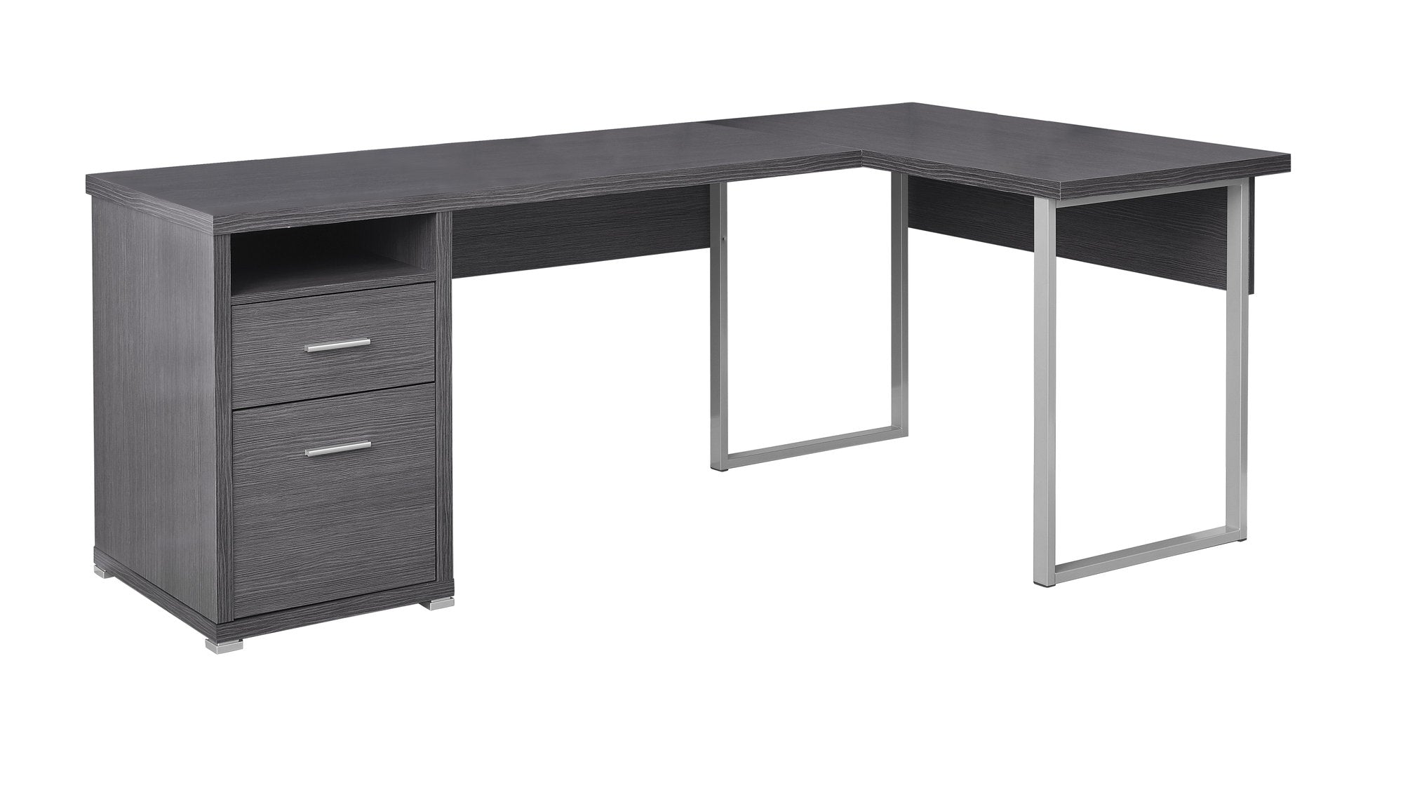 47" Taupe L-Shape Computer Desk With Two Drawers