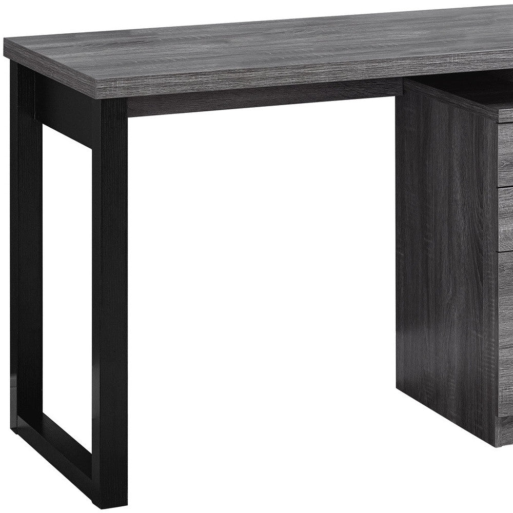 24" Grey Rectangular Computer Desk With Two Drawers