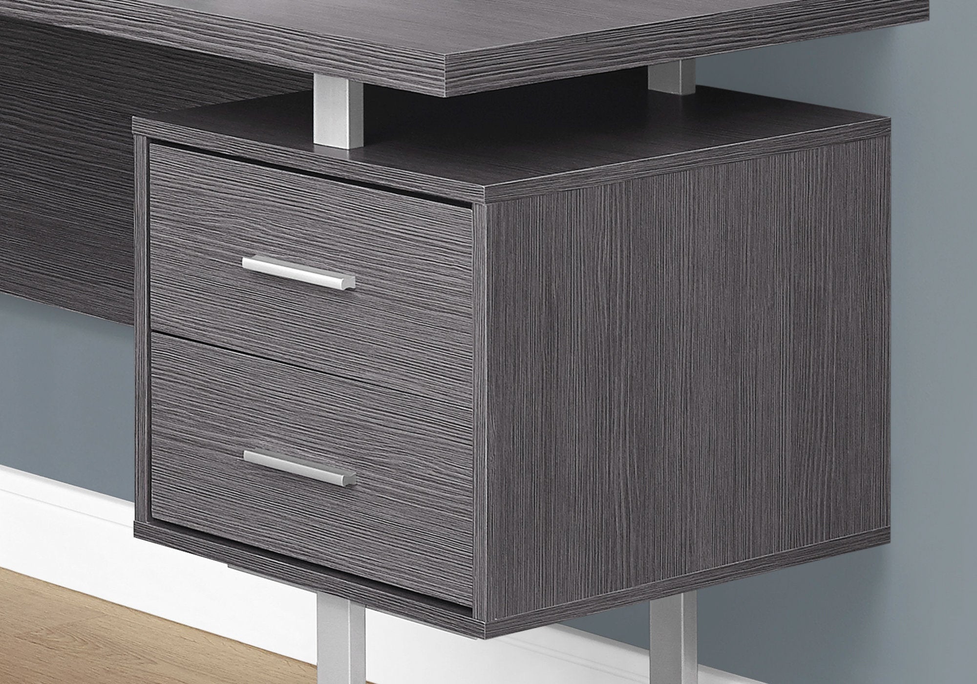 71" Taupe L-Shape Computer Desk With Three Drawers