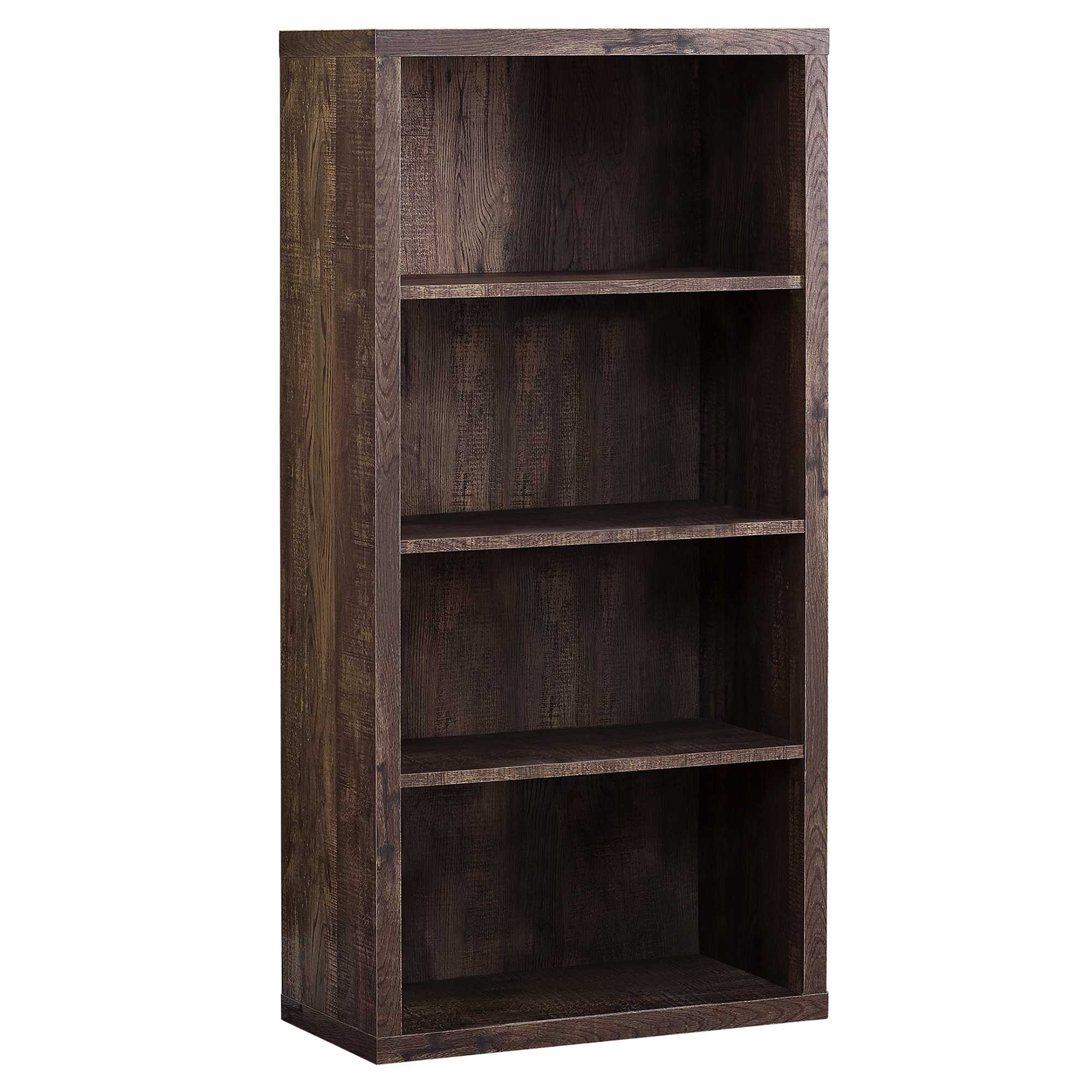 11.75" X 23.75" X 47.5" Cappuccino Particle Board Adjustable Shelves  Bookshelf