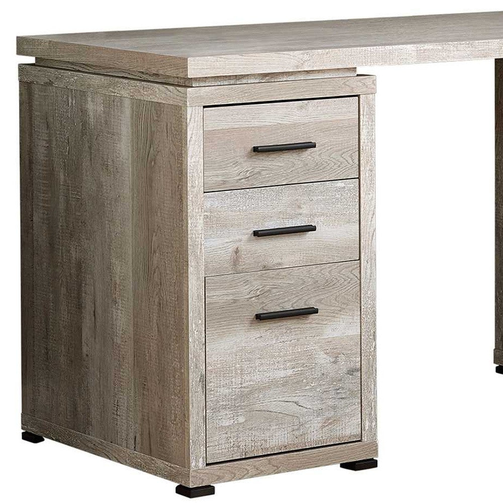 47" Brown L-Shape Computer Desk With Three Drawers