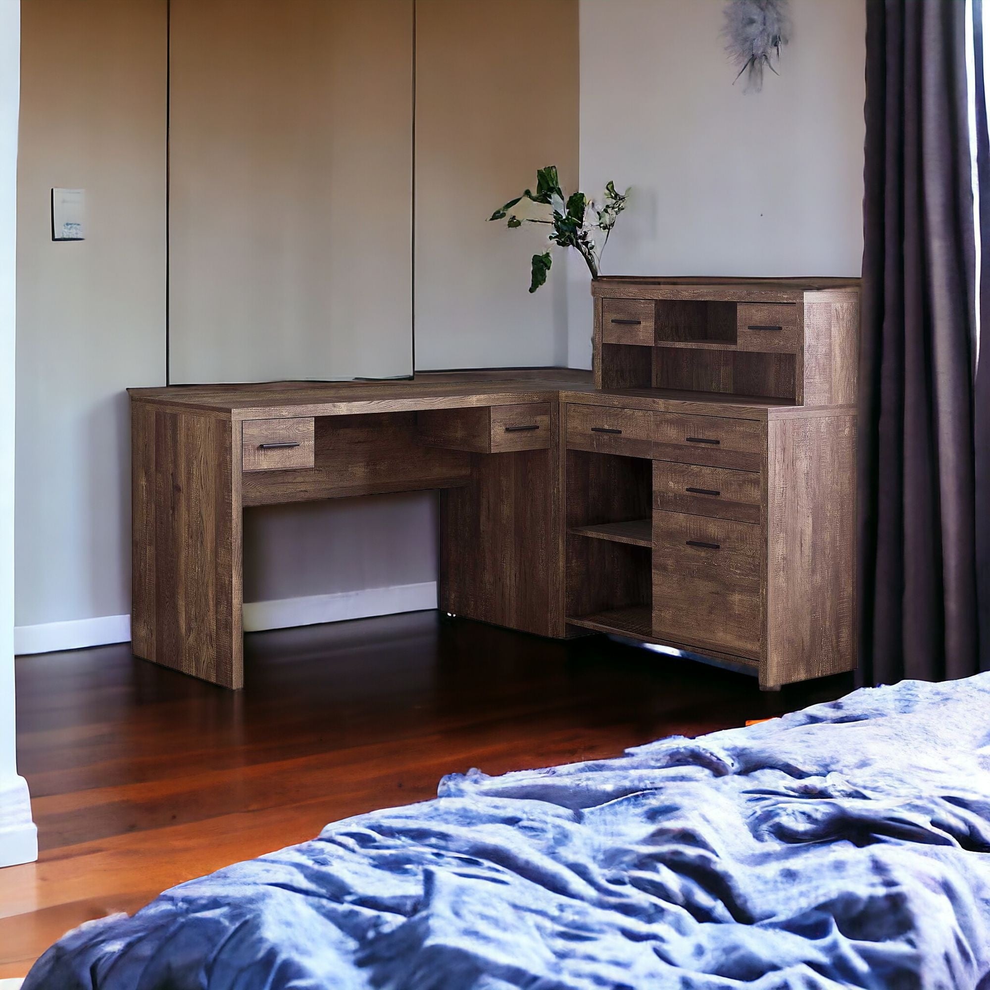 24" Grey Rectangular Computer Desk With Two Drawers