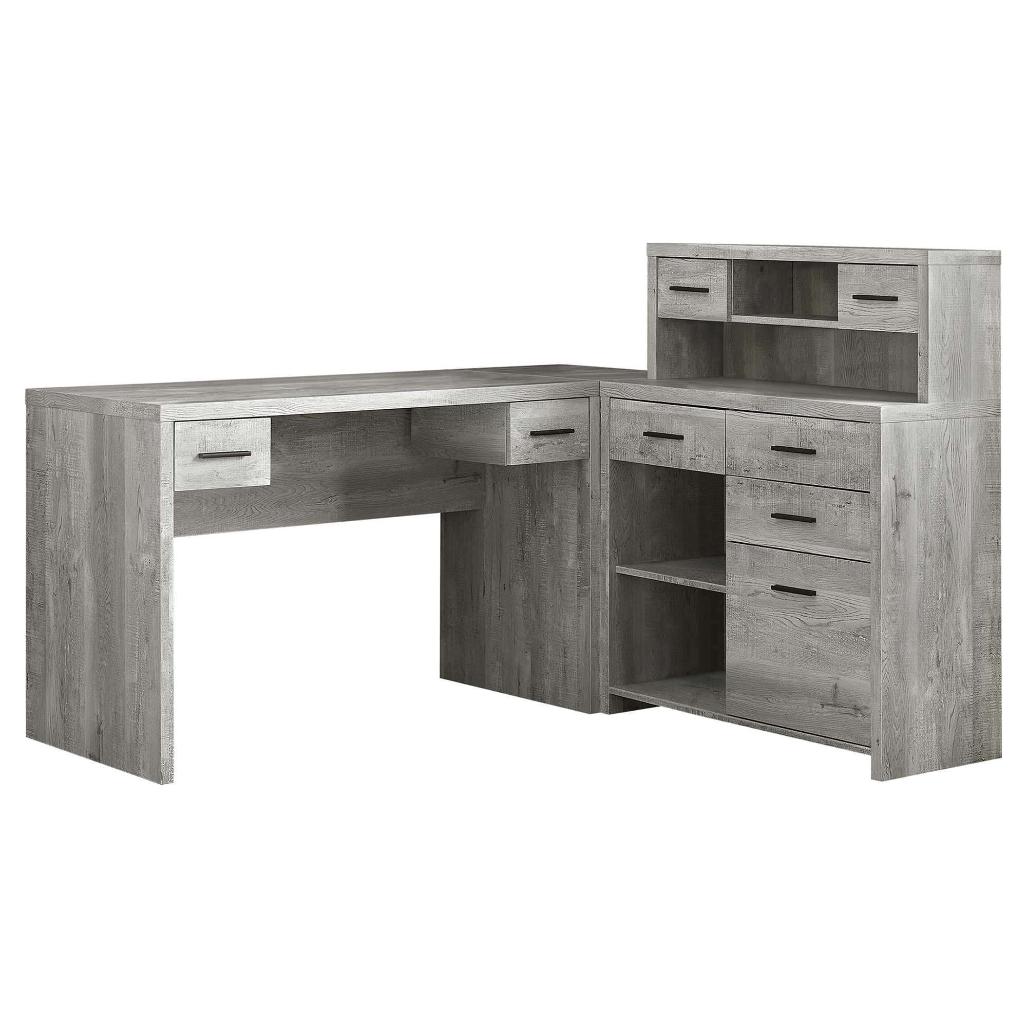 24" Grey Rectangular Computer Desk With Two Drawers