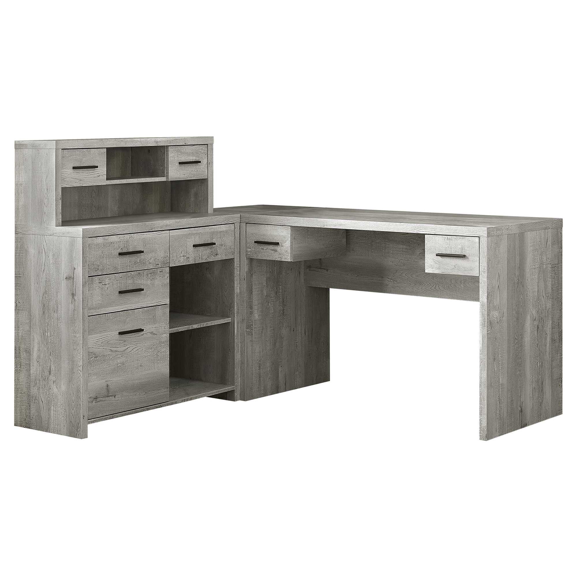 24" Grey Rectangular Computer Desk With Two Drawers