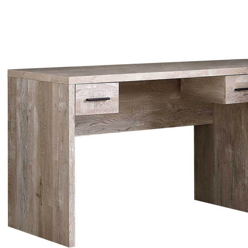 24" Grey Rectangular Computer Desk With Two Drawers