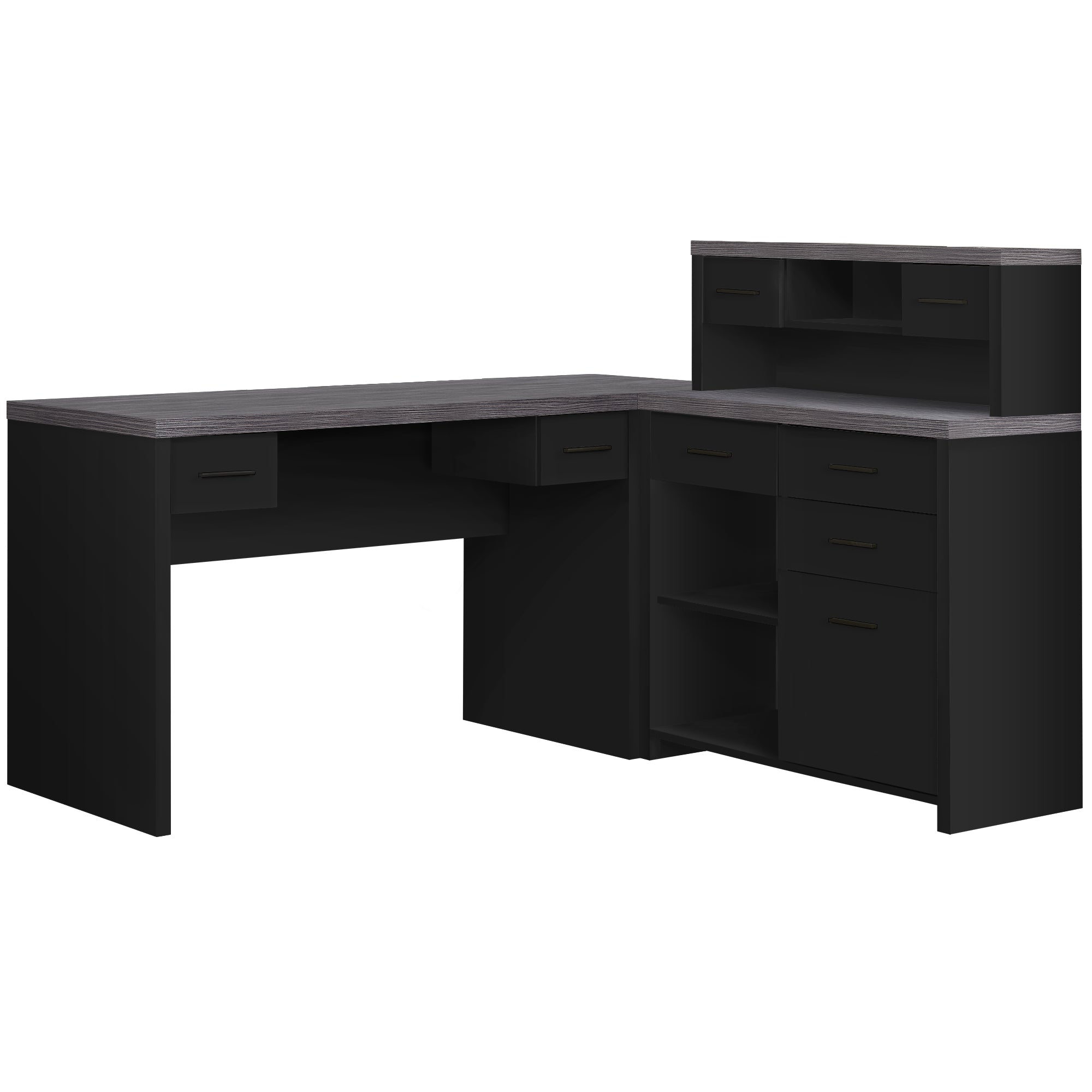 24" Grey Rectangular Computer Desk With Two Drawers
