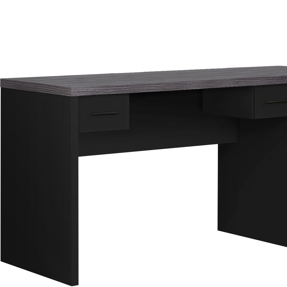 24" Grey Rectangular Computer Desk With Two Drawers