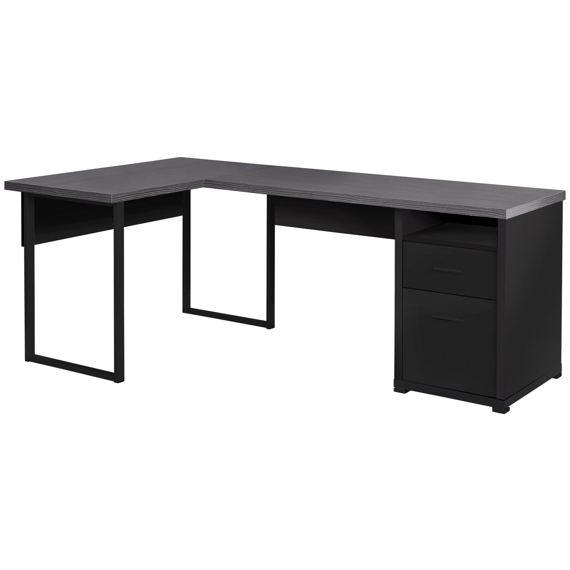 47" Taupe L-Shape Computer Desk With Two Drawers