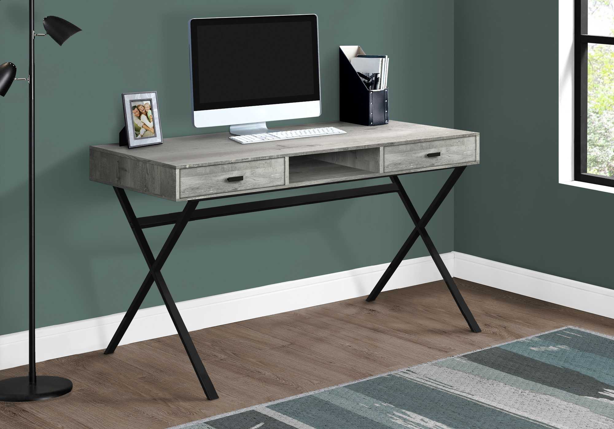 24" White Rectangular Computer Desk With Two Drawers