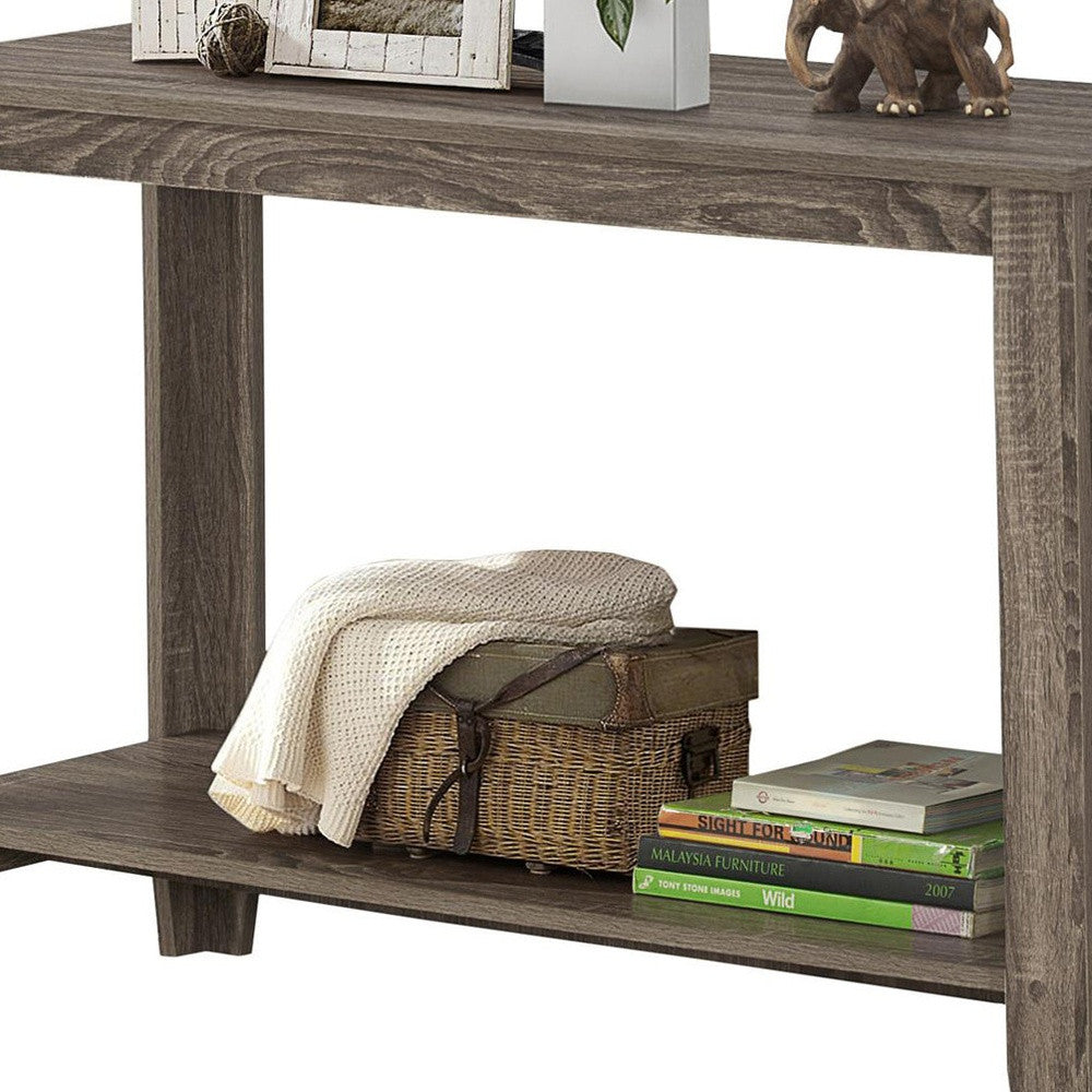 18" X 44" X 28" Dark Taupe Finish Accent Table