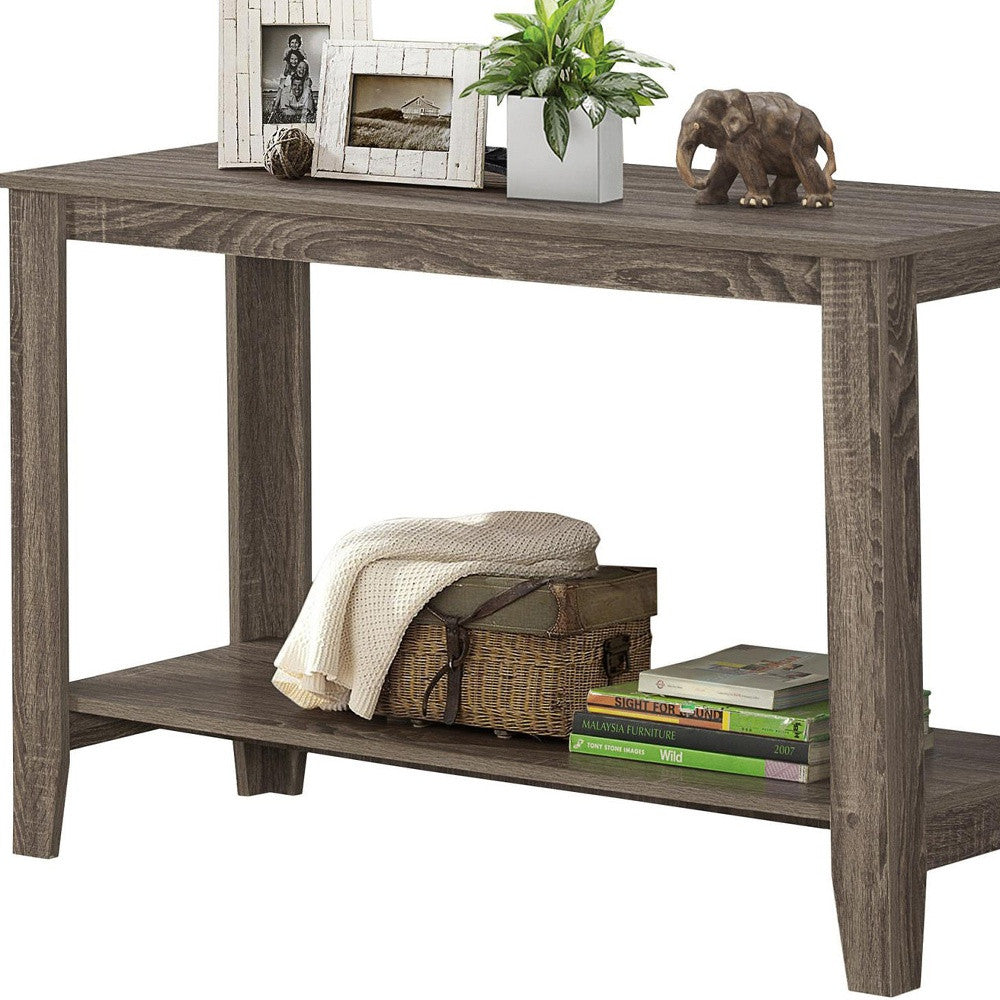 18" X 44" X 28" Dark Taupe Finish Accent Table