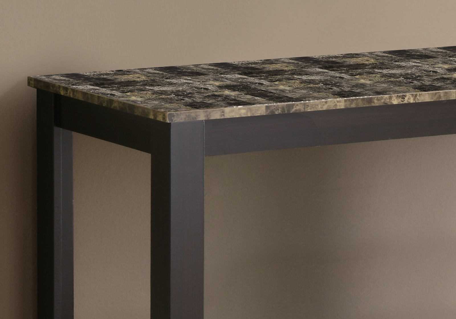 28.75" Cappuccino Particle Board Accent Table With A Marble Top