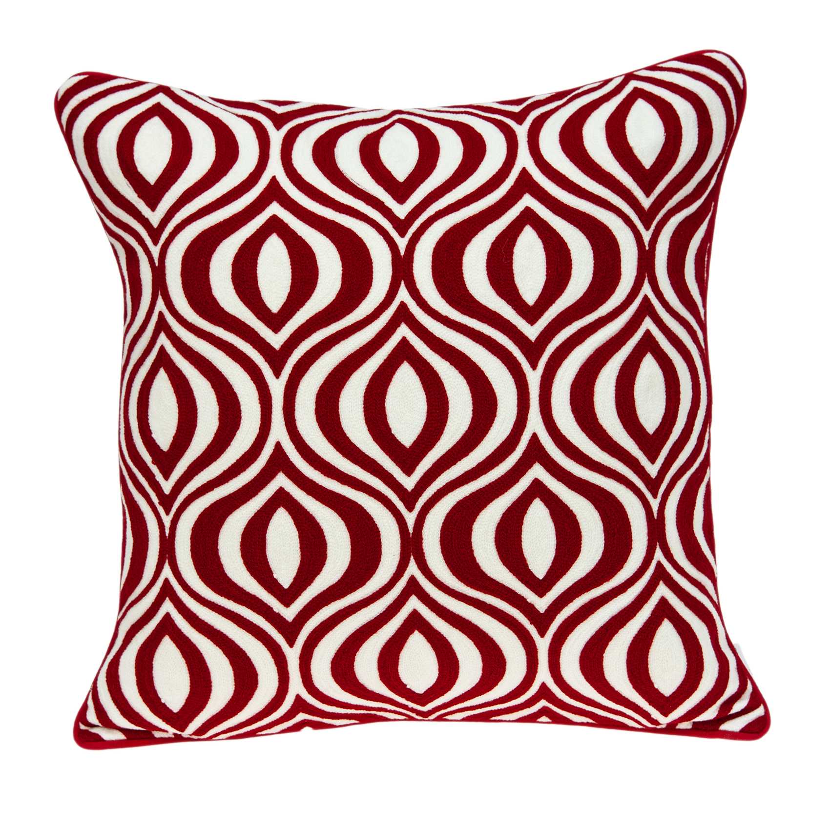 20" X 0.5" X 20" Transitional Red And White Pillow Cover