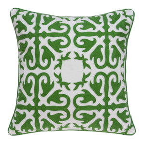 20" X 0.5" X 20" Transitional Green And White Accent Cotton Pillow Cover