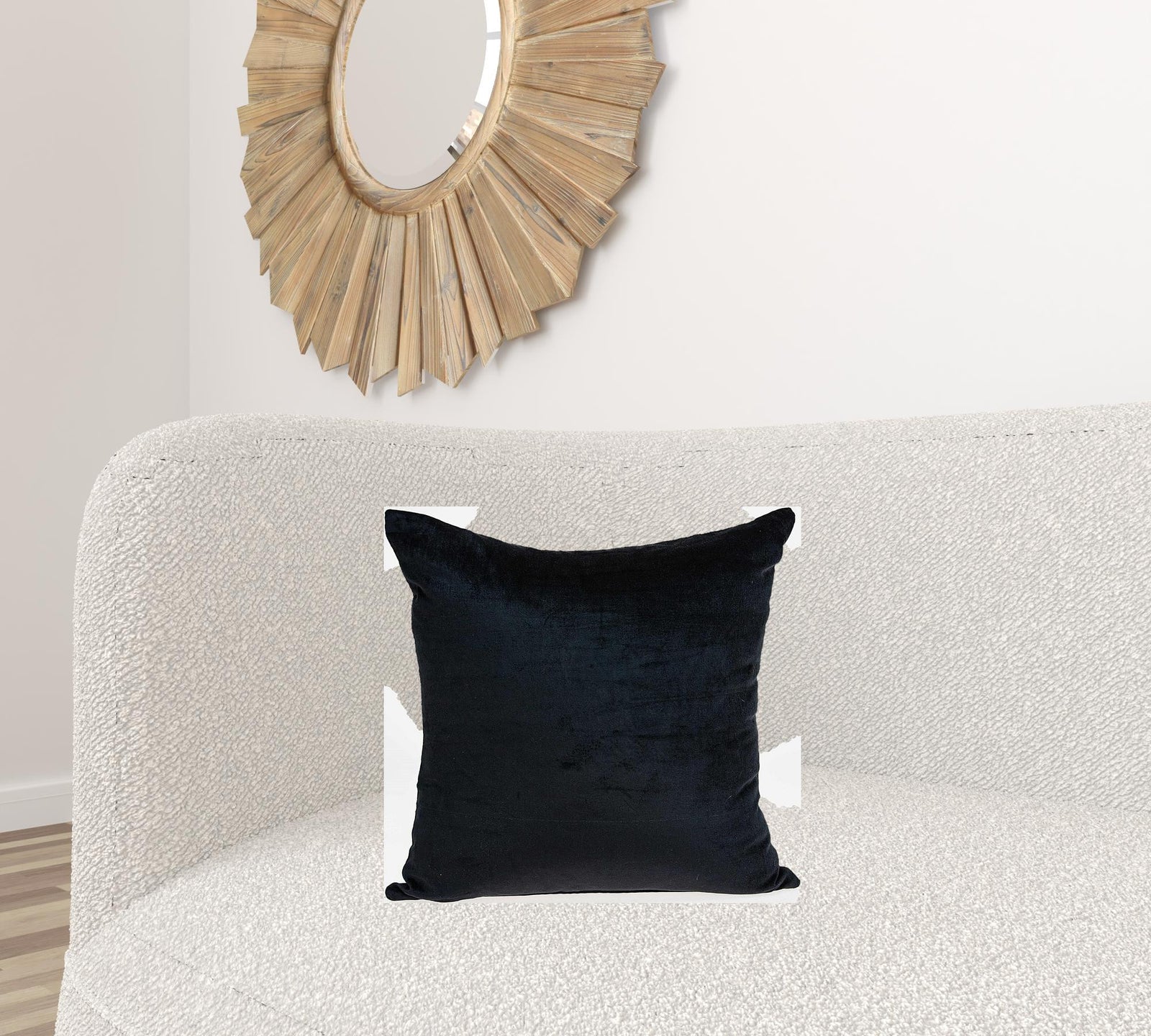 18" X 7" X 18" Transitional Black Solid Pillow Cover With Poly Insert