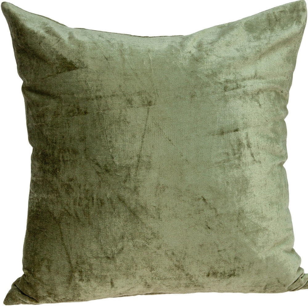 18" X 7" X 18" Transitional Olive Solid Pillow Cover With Poly Insert