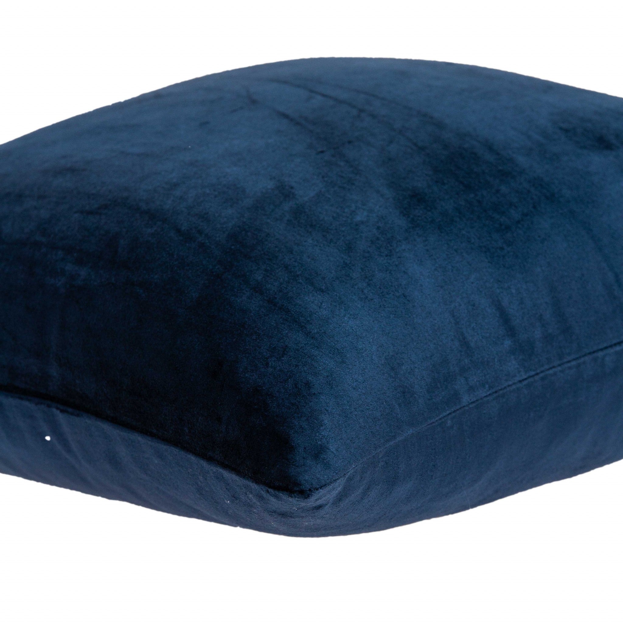 18" X 7" X 18" Transitional Navy Blue Solid Pillow Cover With Poly Insert
