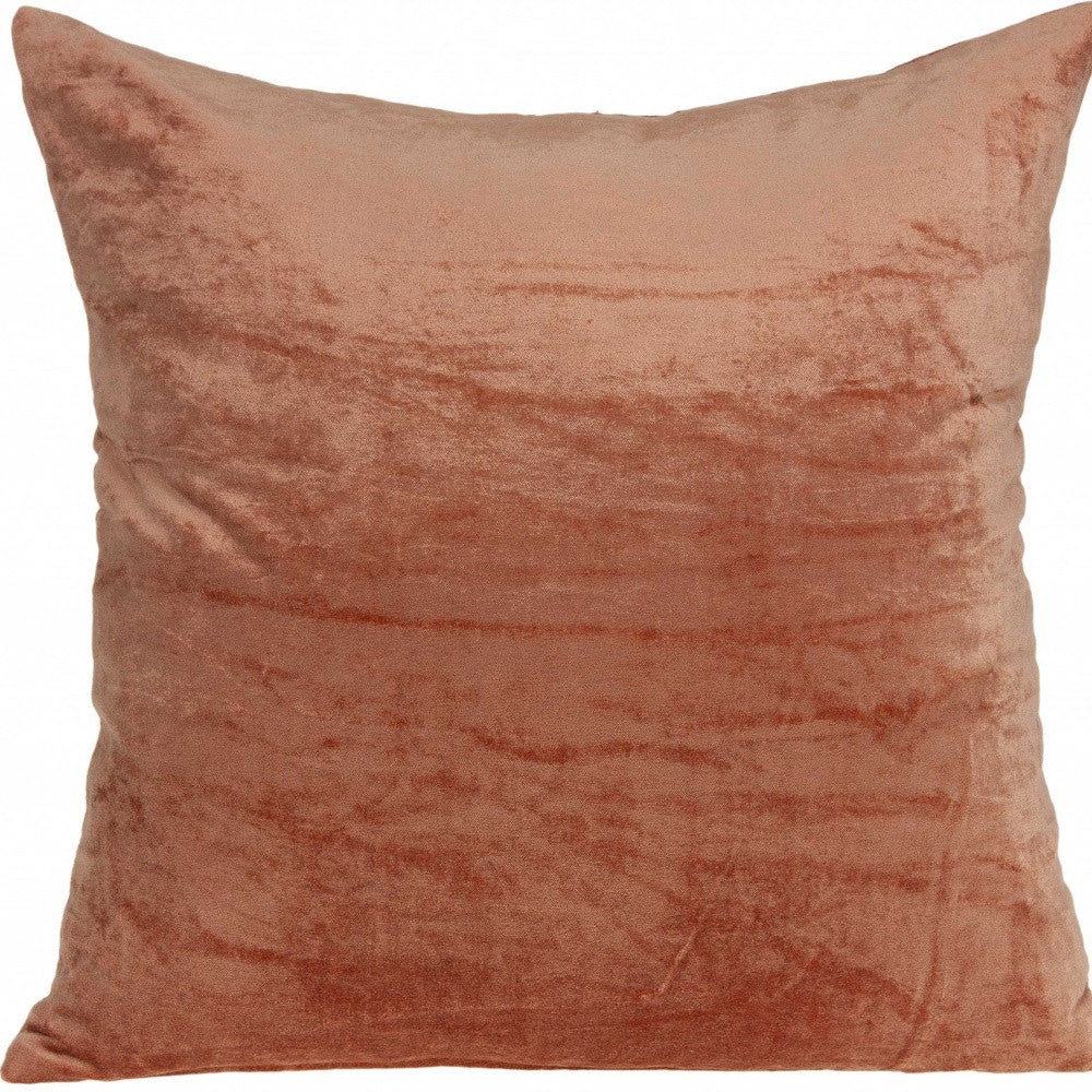 20" X 7" X 20" Transitional Orange Solid Pillow Cover With Poly Insert