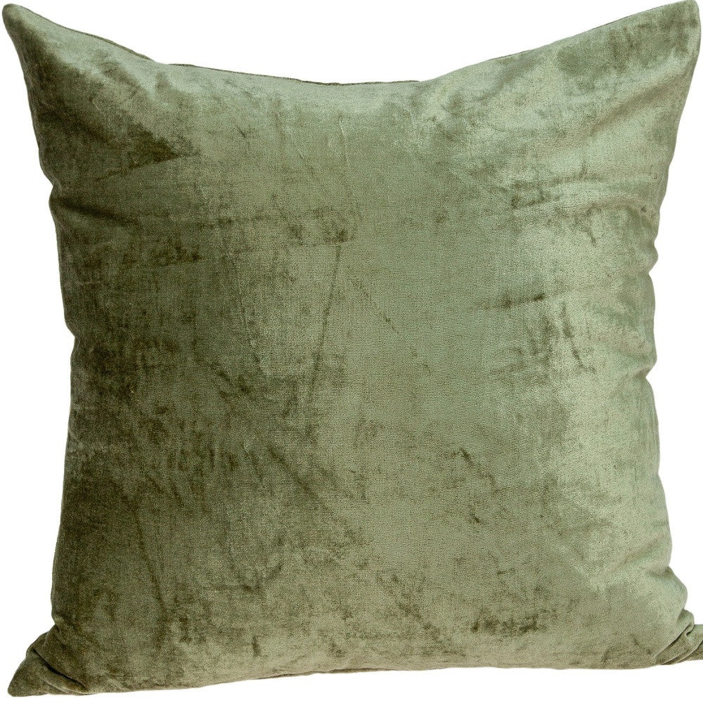20" X 7" X 20" Transitional Olive Solid Pillow Cover With Poly Insert