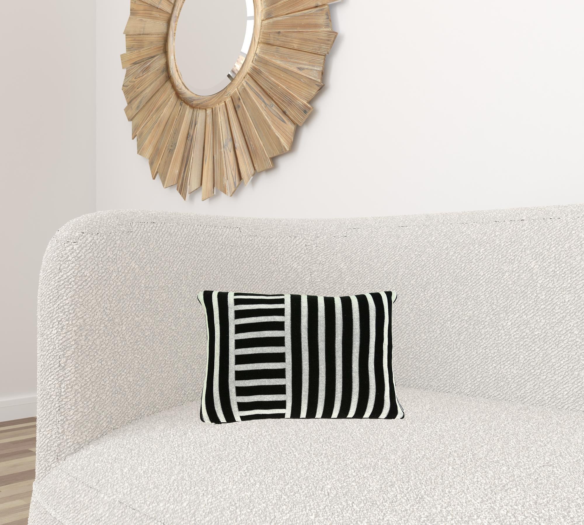 20" X 7" X 20" Transitional Black Solid Pillow Cover With Poly Insert