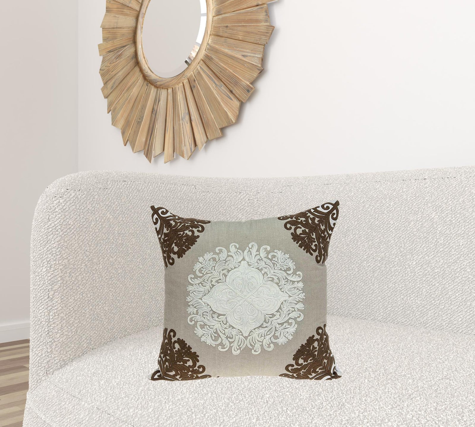 20" X 0.5" X 20" Traditional Beige Pillow Cover