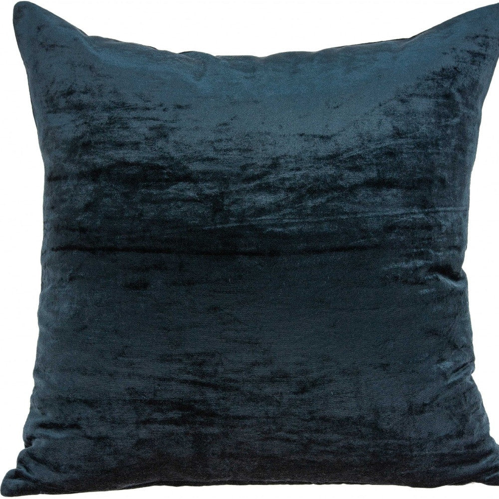 22" X 7" X 22" Transitional Dark Blue Solid Pillow Cover With Poly Insert