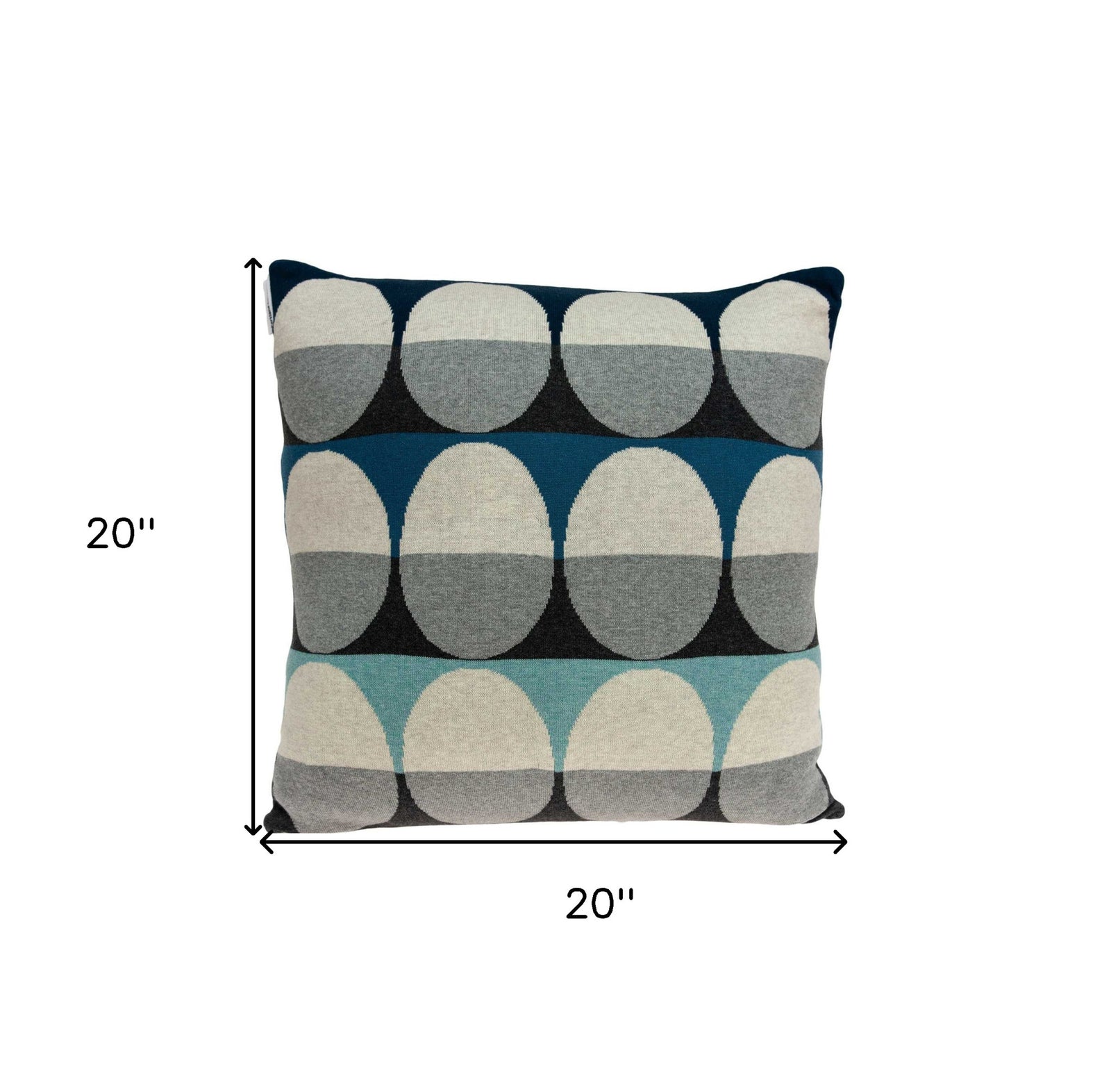 20" X 7" X 20" Transitional Gray And Blue Pillow Cover With Poly Insert
