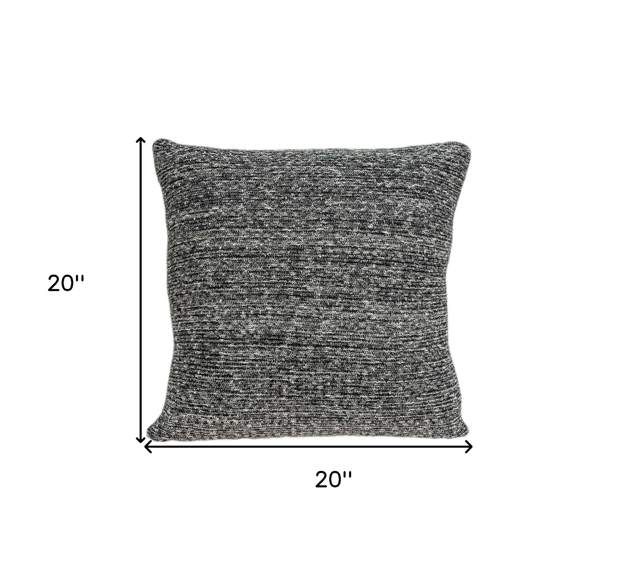 20" X 7" X 20" Elegant Transitional Gray Cotton Pillow Cover With Poly Insert