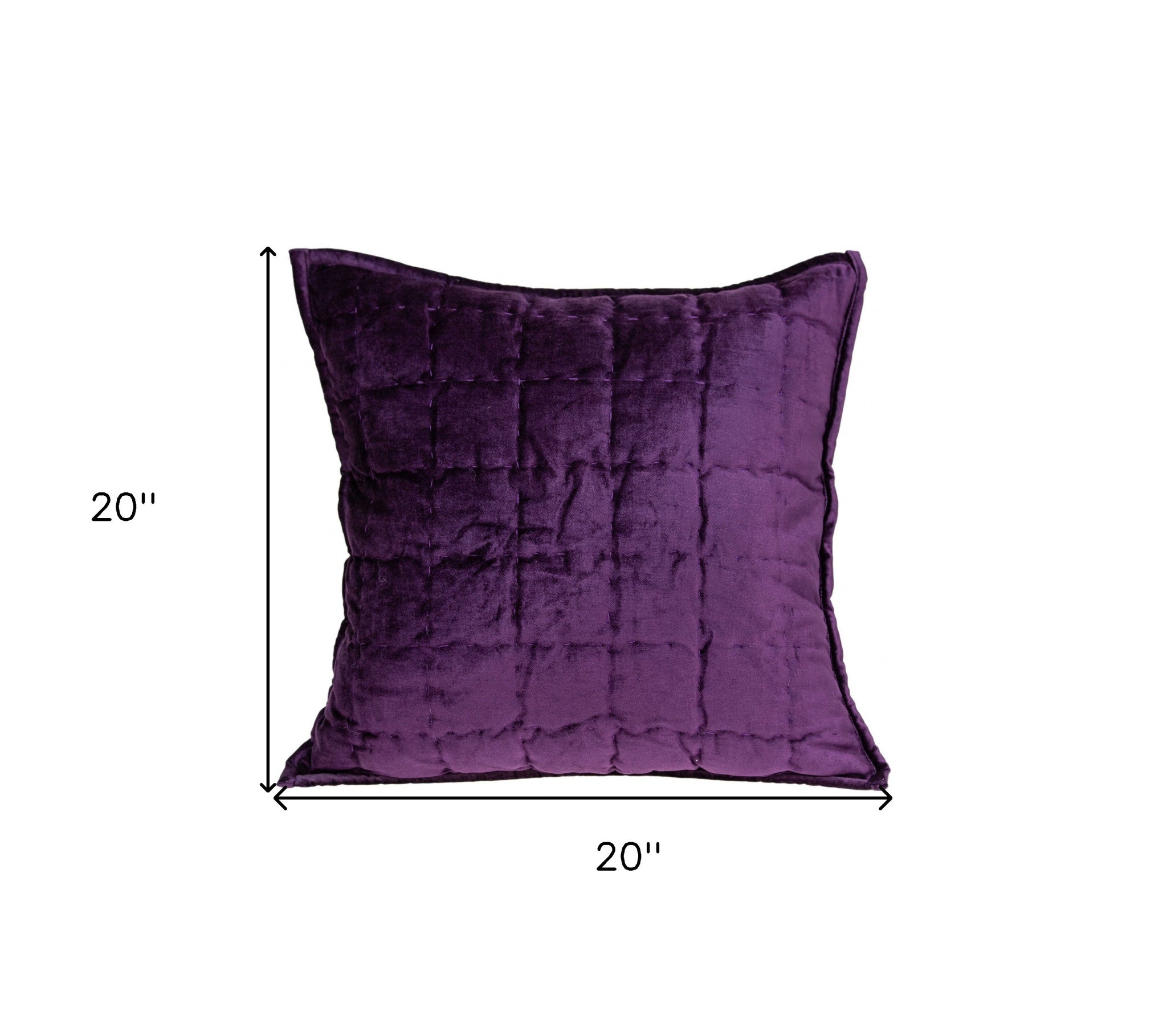 20" X 7" X 20" Transitional Purple Solid Quilted Pillow Cover With Poly Insert