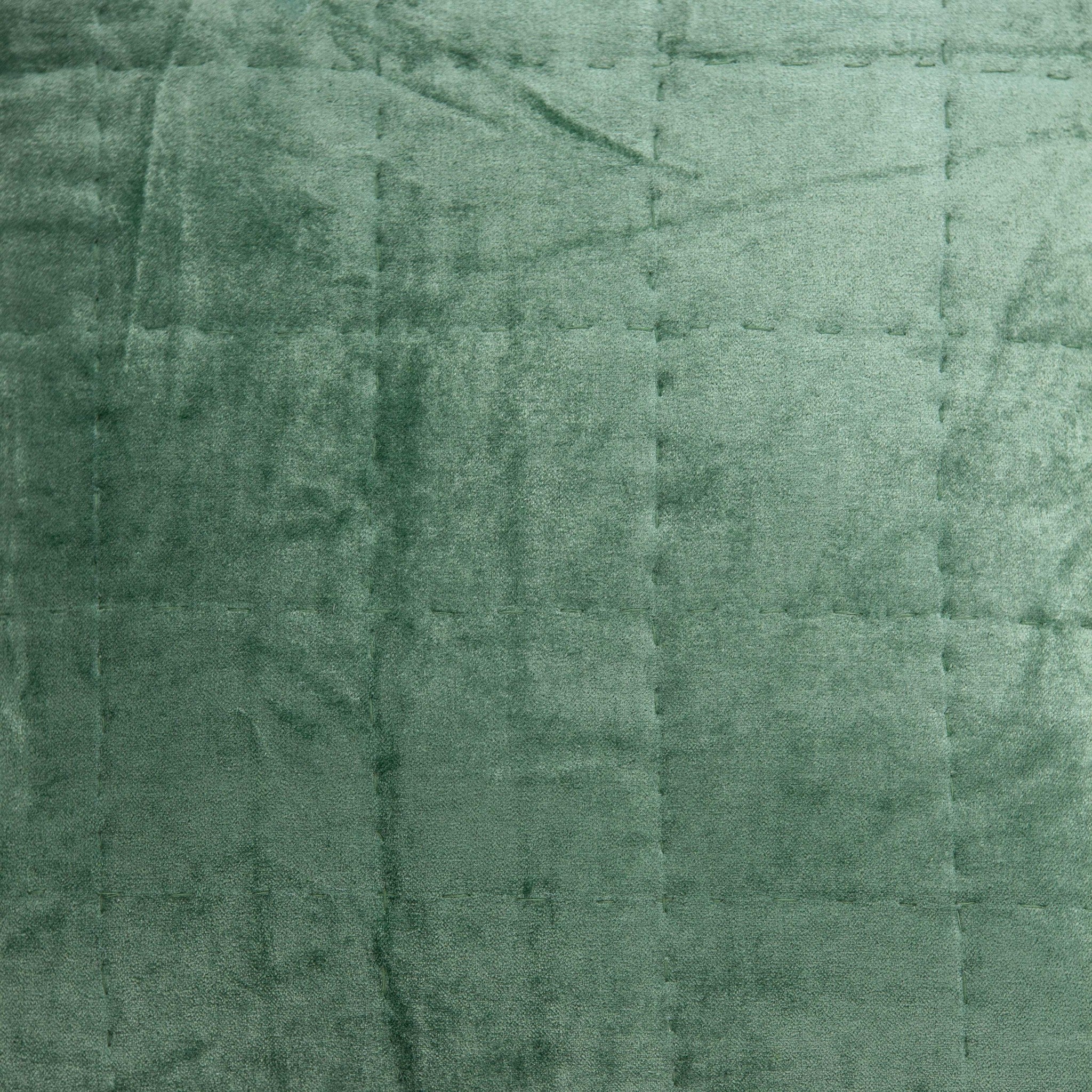 20" X 7" X 20" Transitional Green Solid Quilted Pillow Cover With Poly Insert