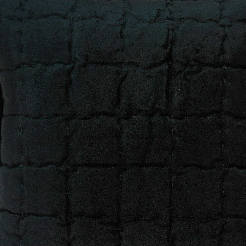 20" X 7" X 20" Transitional Black Solid Quilted Pillow Cover With Poly Insert