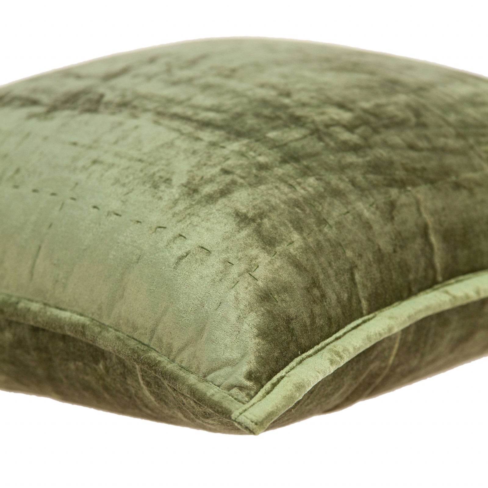 20" X 7" X 20" Transitional Olive Solid Quilted Pillow Cover With Poly Insert