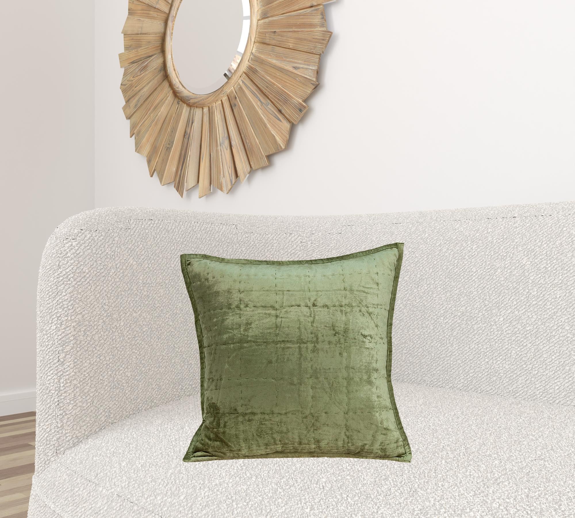 20" X 7" X 20" Funda De Almohada Acolchada Liso Verde Oliva De Transición Con Inserto De Polietileno