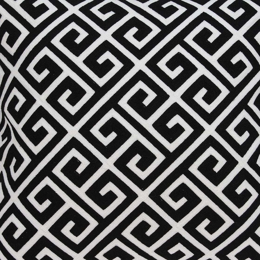20" X 7" X 20" Cool Transitional Black And White Pillow Cover With Poly Insert