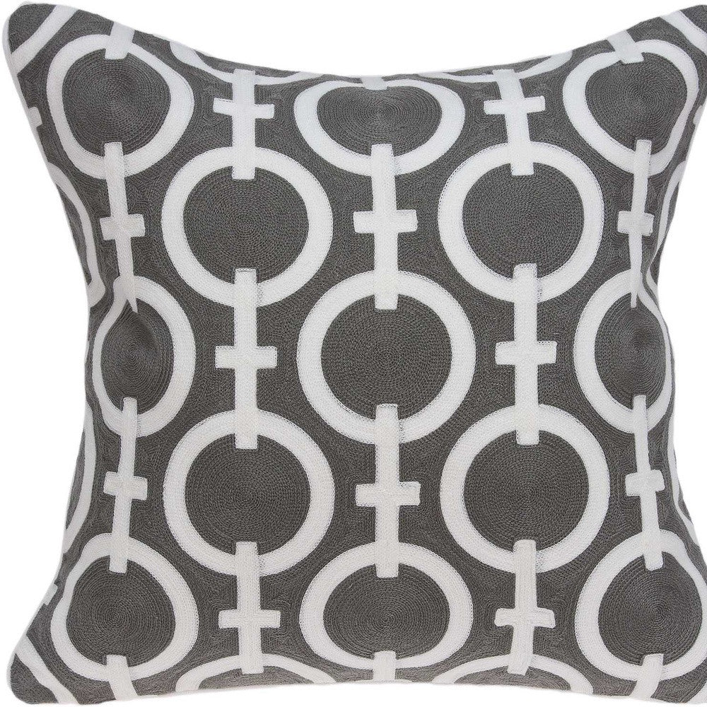 20" X 7" X 20" Transitional Gray And White Accent Pillow Cover With Poly Insert