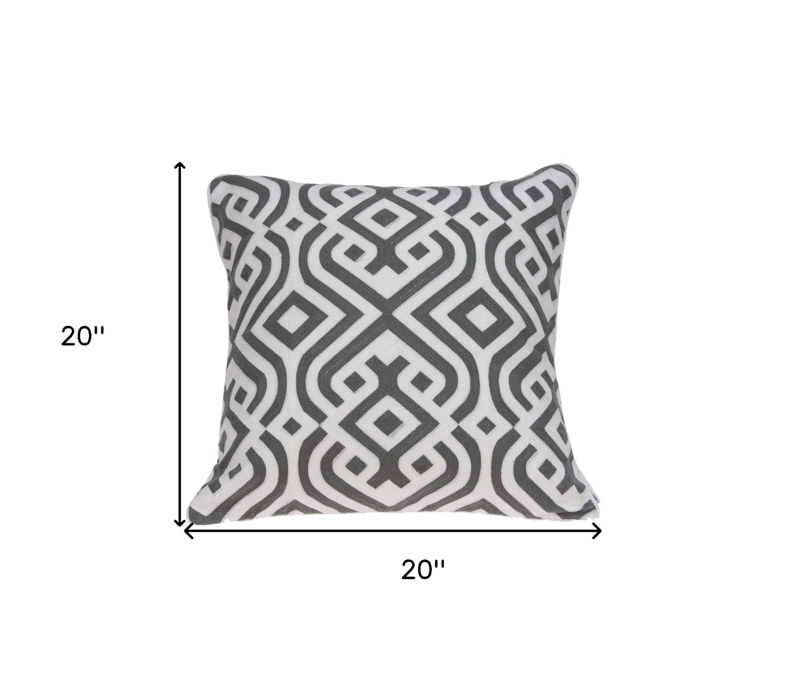 20" X 7" X 20" Gray And White Accent Pillow Cover With Poly Insert