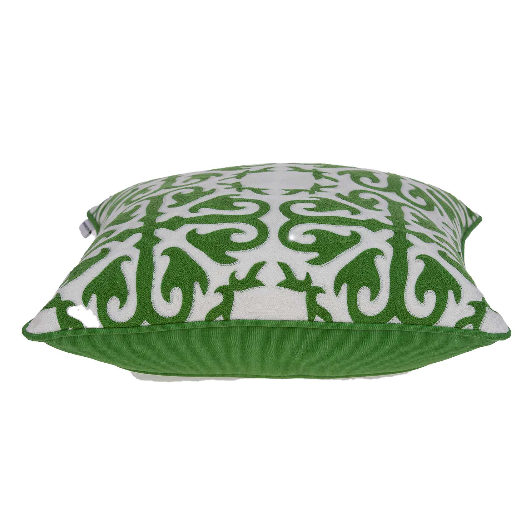 20" X 7" X 20" Traditional Green And White Accent Pillow Cover With Down Insert