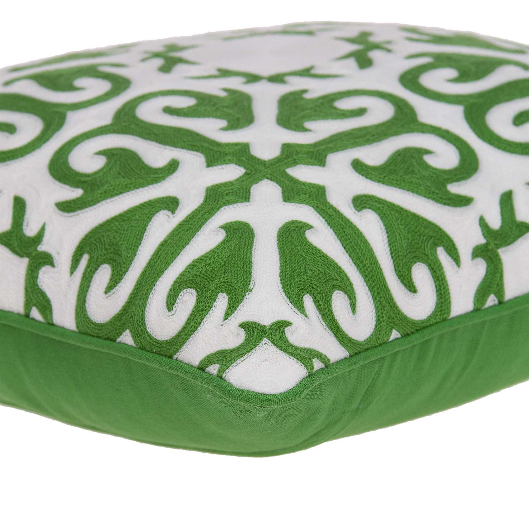 20" X 7" X 20" Traditional Green And White Accent Pillow Cover With Down Insert