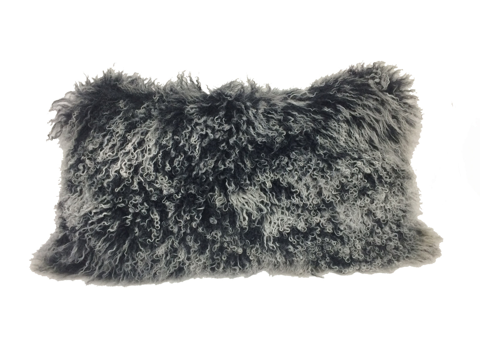 17" Black Genuine Tibetan Lamb Fur Pillow With Microsuede Backing