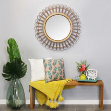 Bamboo Tulum Rattan Decorative Wall Mirror 34 Inch