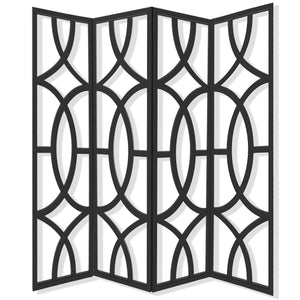 84 X 2 X 84 Black Wood 4 Panel  Screen